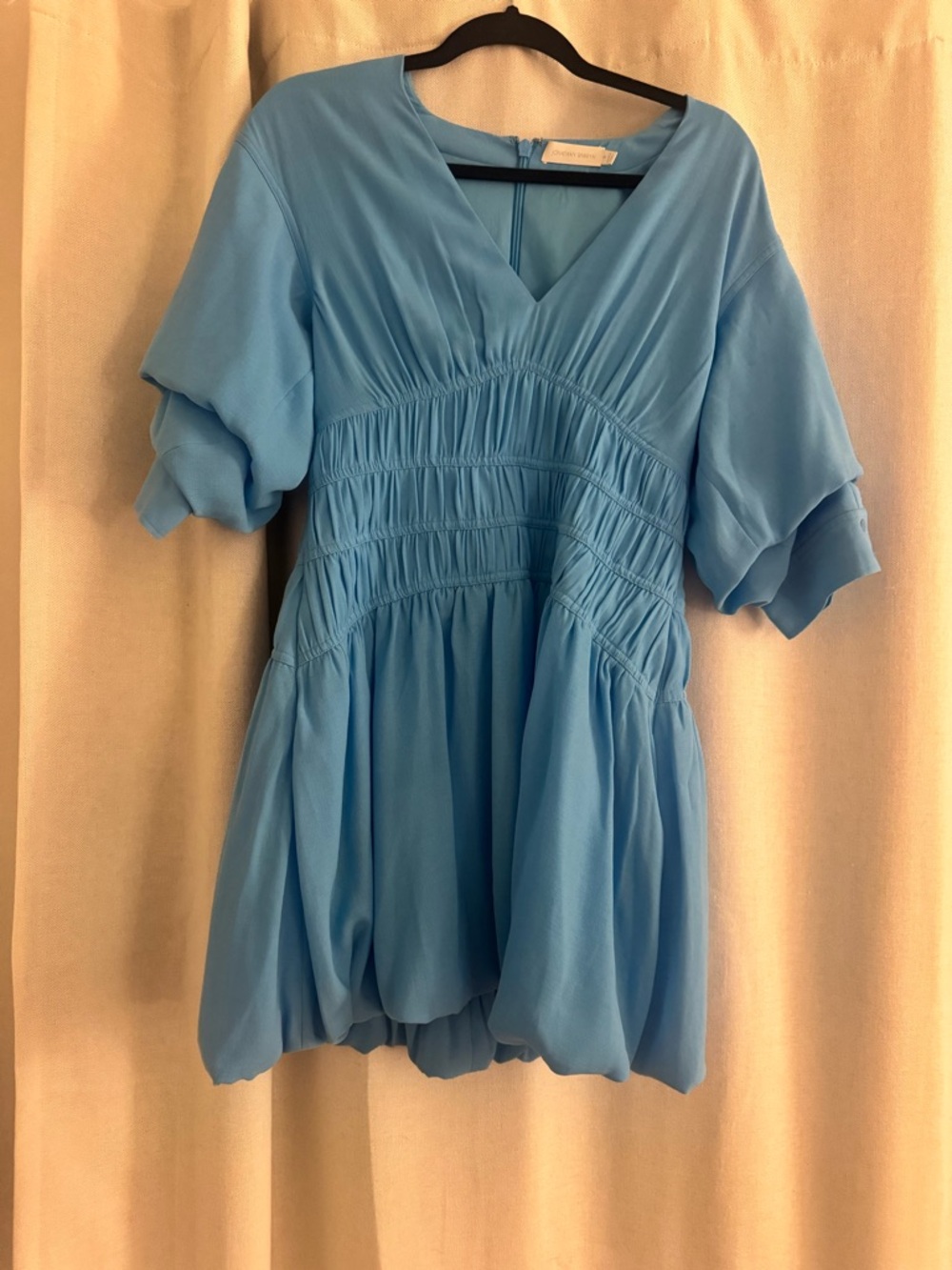 Jonathan Simkhai Light Blue Mini Dress with Smocked Waist